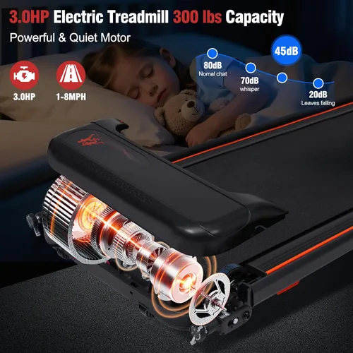 Miniatura 3 de Cinta de correr con inclinación, Merax - Cintas de correr portátiles para el hogar pequeño, caminadora eléctrica con barra de mango, almohadilla