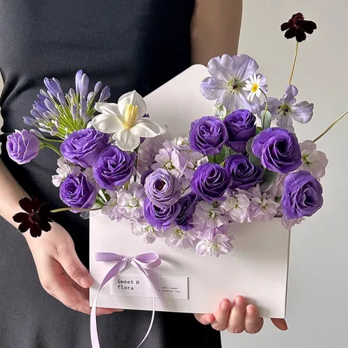 Miniatura 9 de BBJ WRAPS Caja de papel de envoltura de flores, cajas de embalaje de ramo de floristería para suministros de arreglos florales, 5 unidades, 7.9 x