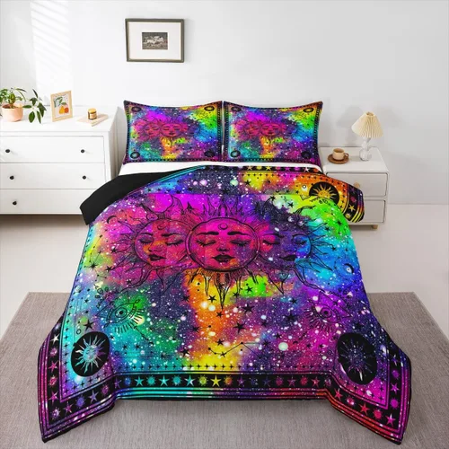 Miniatura 17 de Erosebridal Edredón de árbol de la vida, ropa de cama bohemia con diseño de mariposa y mariposa, edredón de fase lunar hippie, edredón acolchado