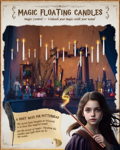 Miniatura 6 de Velas flotantes con varita, 10 unidades, velas mágicas colgantes de Navidad, velas cónicas sin llama con control remoto, luces flotantes, regalos