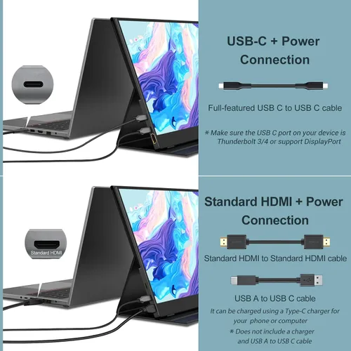 Miniatura 3 de InnoView Monitor portátil, 15.6 pulgadas FHD 1080P HDMI USB C segundo monitor externo para computadora portátil, escritorio, MacBook, teléfonos