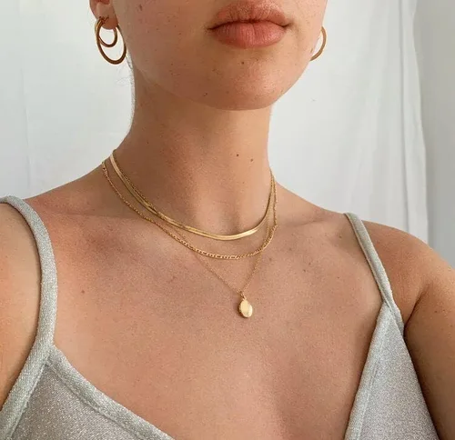 Miniatura 8 de DEARMAY 14K Gold Necklaces for Women, Dainty Layered Gold Herringbone Choker Necklace for Women Thin Chunky Snake Chain Necklaces Jewelry for Teen