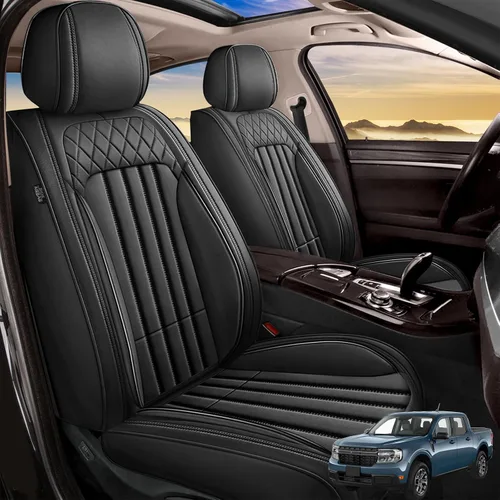 Miniatura 40 de Juego de fundas de asiento de automóvil para GMC Canyon 2015-2025, juego de fundas de asiento delantero de cuero con soporte lumbar, protector