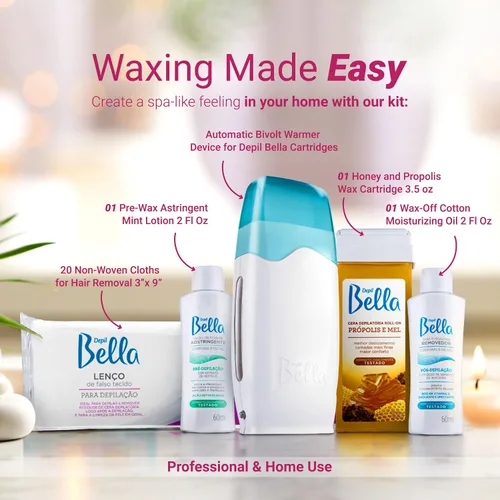 Miniatura 4 de DEPIL BELLA Kit de cera para depilación, rodillo de cera todo en uno con miel y propóleos, adecuado para todas las partes del cuerpo, resultados