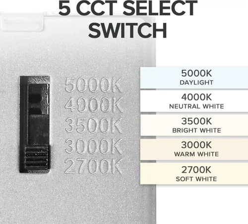 Miniatura 6 de Maxxima Foco empotrable LED cuadrado ultrafino de 4 pulgadas, 5 CCT seleccionables a color, 2700 K/3000 K/3500 K/4000 K/5000 K, 700 lúmenes, borde