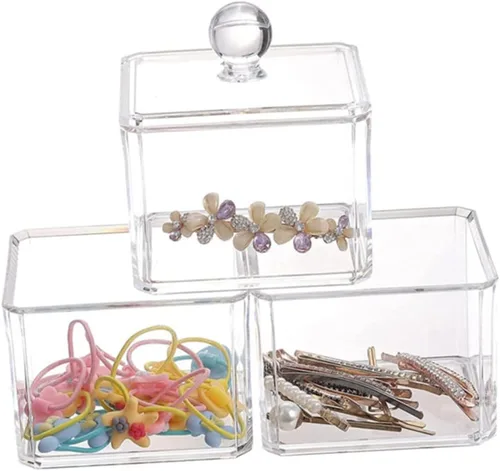 Miniatura 9 de Caja de almacenamiento de tapa 1 juego de maquillaje de algodón caja de almacenamiento de algodón Contenedor de almohadilla de algodón tapa