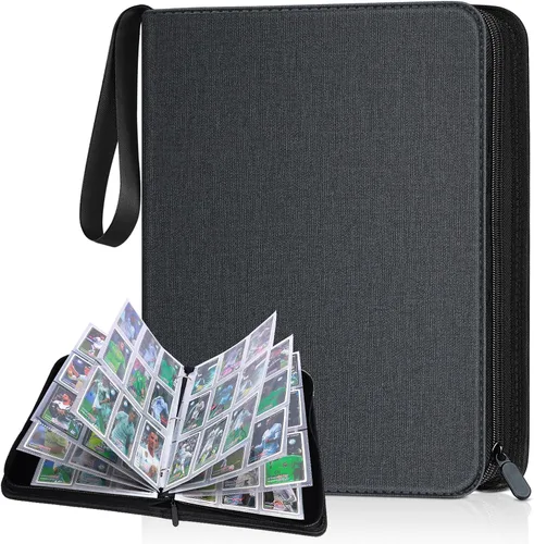 Carpeta de 900 bolsillos para tarjetas, álbum de exhibición para tarjetas de intercambio, carpeta con cremallera y cubierta de PU para tarjetas,