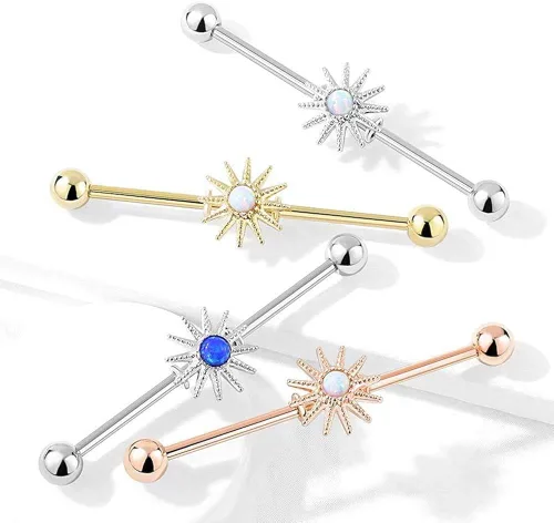 Miniatura 6 de Covet Jewelry Opal Center Sunburst 316L - Piercing industrial de acero quirúrgico