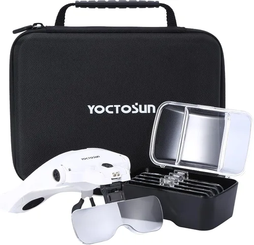 Miniatura 10 de YOCTOSUN Lupa Montable para Cabeza con 2 LED, Lupa Profesional de Joyero con Soporte de Luz y Diadema Intercambiables