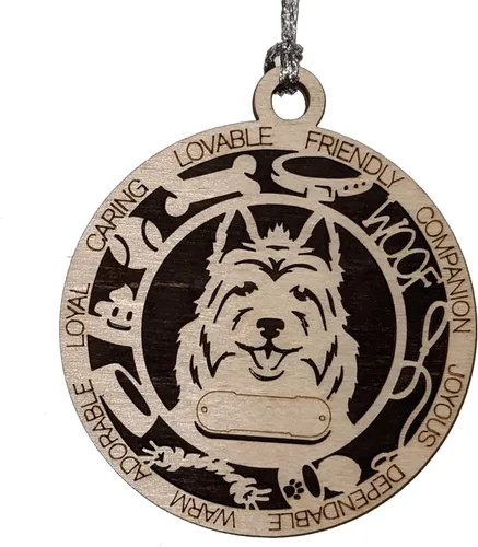 Miniatura 15 de Adorno de Navidad personalizado de madera para perro de 3 pulgadas, nombre y texto personalizables, hecho a mano en Estados Unidos, diseño de corte