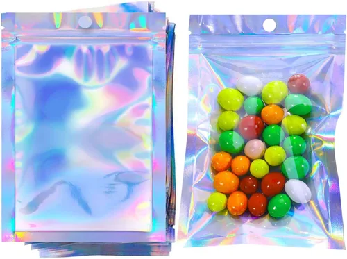 Miniatura 14 de 100 bolsas a prueba de olores de 4 x 6 pulgadas, bolsas resellables de Mylar de doble cara, color negro mate