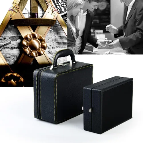 Miniatura 2 de Oirlv Joyero de viaje de cuero negro Caja de almacenamiento de joyería