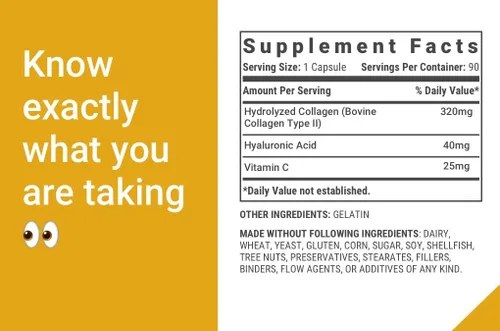Miniatura 3 de Colágeno tipo 2 para apoyo articular Hidrolizado alimentado con pasto con ácido hialurónico y vitamina C Salud de las articulaciones y apoyo