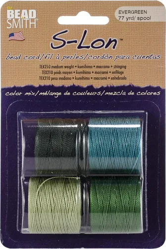 Miniatura 110 de The Beadsmith S-Lon Cordón para Cuentas – Cordón de Nylon Torcido de 0.5 mm para Ensartar, Paquete de 4, Mezcla de Neutrales Fríos, TEX210, 77