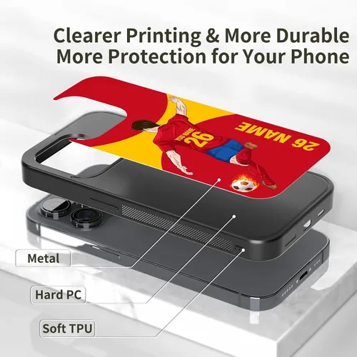 Miniatura 2 de Fundas personalizadas con nombre y número de fútbol para iPhone 11, 12, 13, 14, 15, 16 Pro Max Plus Mini Xr Xs para Samsung Galaxy A03 A13 A53 A73