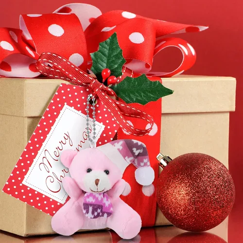 Miniatura 5 de 12 piezas de mini oso de Navidad de 3.15 pulgadas, oso de peluche suave, juguete de animal de peluche, adorno lindo para árbol de Navidad, llavero