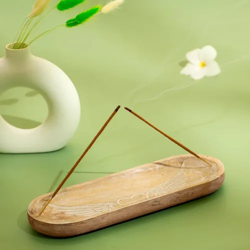 Miniatura 7 de Soporte de incienso tallado a mano, quemador de incienso, colector de cenizas, bandeja de madera hecha a mano, regalo moderno para decoración