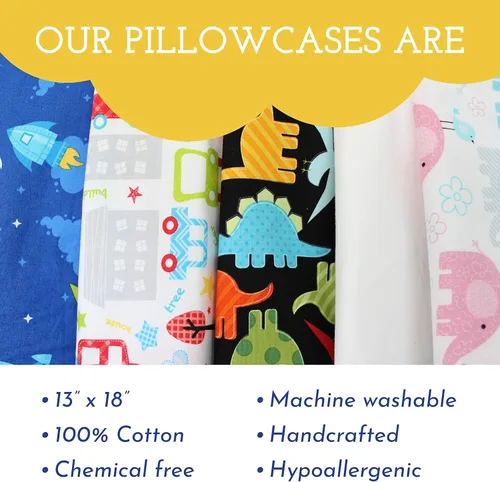 Little Sleepy Head Funda de almohada para niños pequeños, 100% algodón y funda de almohada hipoalergénica para almohada de niños pequeños, funda de