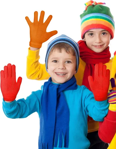 Miniatura 12 de Boao 6 pares de guantes para niños, dedos completos, guantes de punto para niños pequeños, guantes cálidos de invierno para niños y niñas