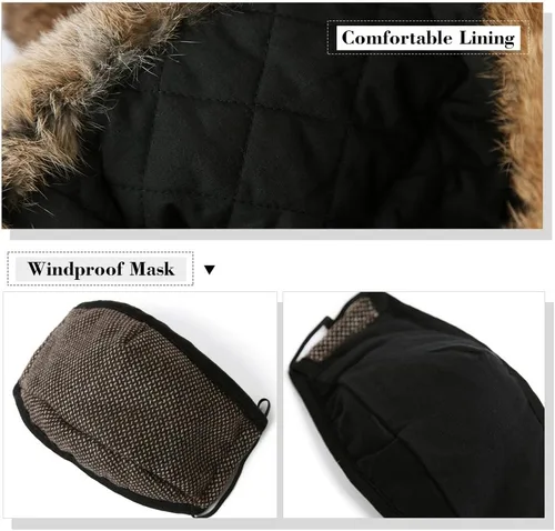 Miniatura 32 de Comhats Gran XL Trapper Trooper Caza Cálido Oído Solapa Rusia Ushanka Invierno Esquí Clima Frío Bombardero Sombreros para Hombres