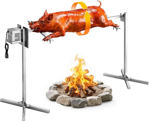 Miniatura 15 de VEVOR Parrilla asadora, asador de cerdo y cordero al aire libre de 37 pulgadas, asador de asador de carbón con capacidad de 132 libras, ruedas