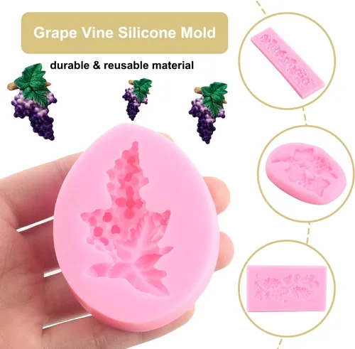 Miniatura 2 de ZiXiang Moldes de silicona para frutas, hojas de uva, molde de fondant para decoración de pasteles, decoración de cupcakes, caramelo de polímero