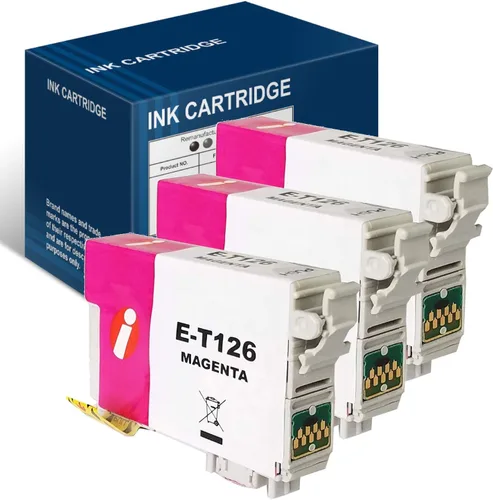Paquete de 3 cartuchos de tinta magenta remanufacturados de repuesto para Epson 126 T126 para Workforce 435 520 545 635 645 WF-3520 WF-3530 WF-3540