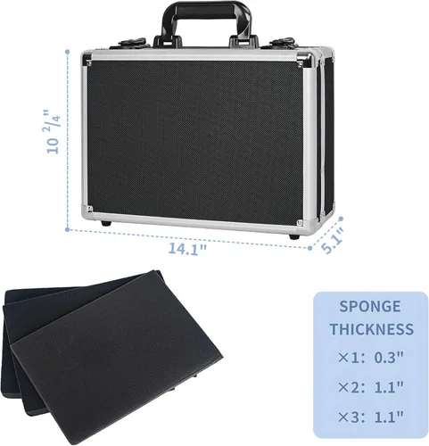 Miniatura 5 de Funda de transporte rígida de 14 pulgadas, ideal para almacenamiento de sistemas de micrófono inalámbrico y transporte de equipos de cámara