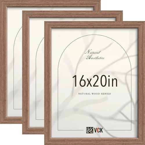 Miniatura 26 de VCK Juego de 3 portarretratos de madera negra de 8 x 10 pulgadas con exclusiva veta de madera, marco para el hogar, estudio y galería, mesa o colgar