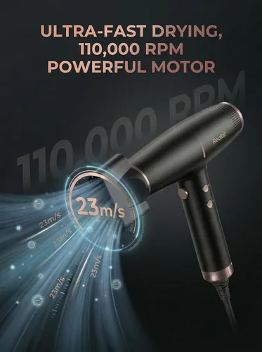 Miniatura 3 de Secador de pelo iónico profesional Realair® con difusor • Secador de iones negativos • Adecuado para todo tipo de cabello • Control inteligente