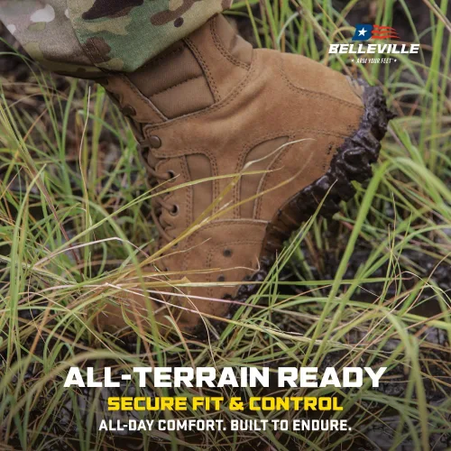 Miniatura 5 de Belleville Khyber TR550 8" Combat Boots for Men - Lightweight Hot Weather Multi-Terrain Army OCP ACU Coyote Brown Leather and Nylon with Vibram