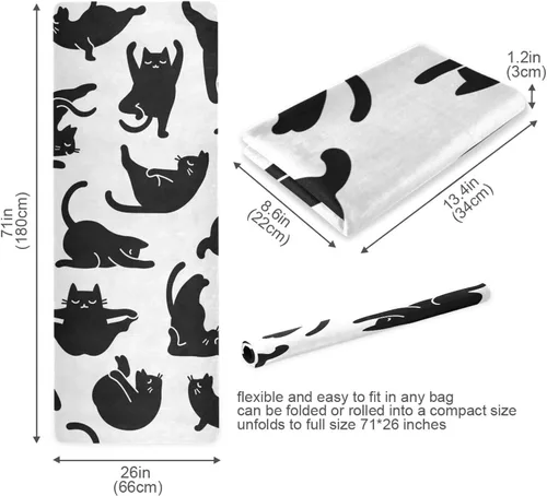 Miniatura 5 de Cute Chubby Frog Yoga Mat, 71 x 26 Inch Non-slip Yoga Mats Folding Travel Exercise Mat Indoor Outdoor Gym Pilates with Storage Bag for Women Men A03