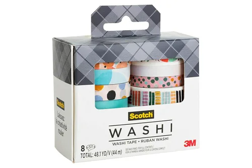 Miniatura 5 de Scotch Cinta washi, diseño moderno abstracto, 8 rollos, ideal para diario de viñetas, álbumes de recortes y decoración de bricolaje (C1017-8-P19)