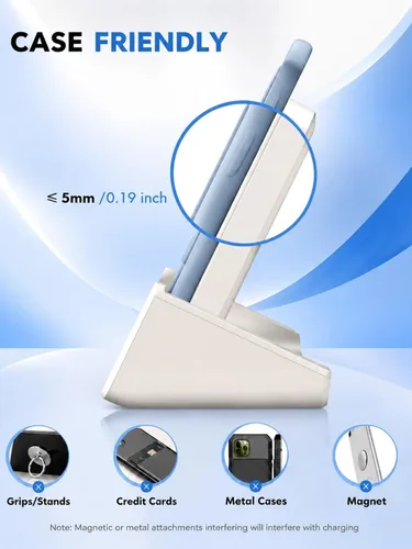 Miniatura 5 de Cargador inalámbrico YUWISS Soporte de carga inalámbrico Cargador sin cable 10/7.5/5W Compatible con iPhone 14 13 12/12 /11Pro Max/XR/XS Blanco