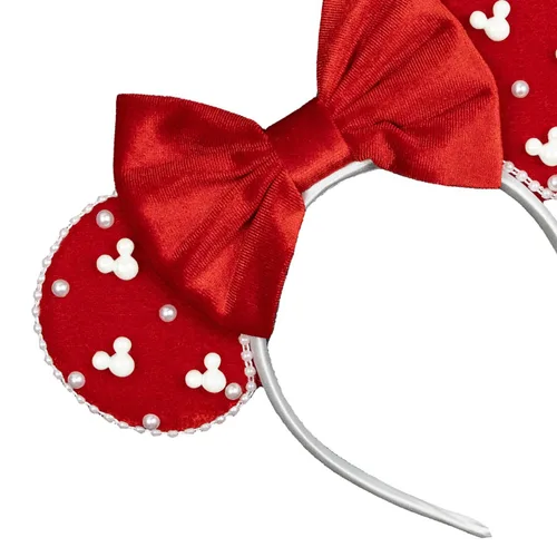 Miniatura 8 de Diadema de Orejas de Ratón de Terciopelo con Cuentas, Diadema de Lazo Negro para el Cabello con Perlas, Accesorio de Cabeza de Decoración de Fiesta