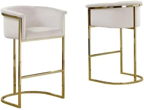 Miniatura 3 de Taburetes de bar para muebles (individual) terciopelo negro con marco de hierro dorado