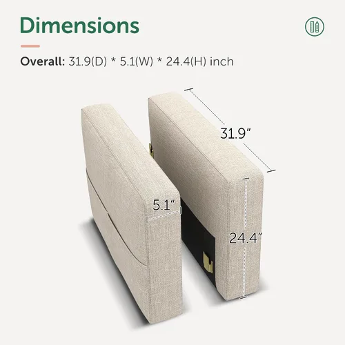 Miniatura 2 de HONBAY - Reposabrazos modulares para sofá cama modular, par de reposabrazos para sofá cama modular, color beige