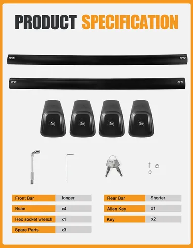 Miniatura 8 de KINGGERI Barras transversales de techo con cerradura de 330 libras compatibles con Volkswagen VW Atlas Cross Sport 2020-2026