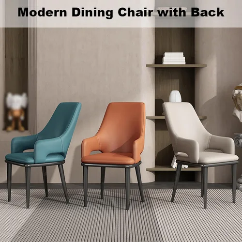 Miniatura 3 de Sillas de comedor con brazos Juego moderno de 6, Silla auxiliar de cocina, Sillas laterales tapizadas de comedor, Sillas de comedor de cuero, Silla