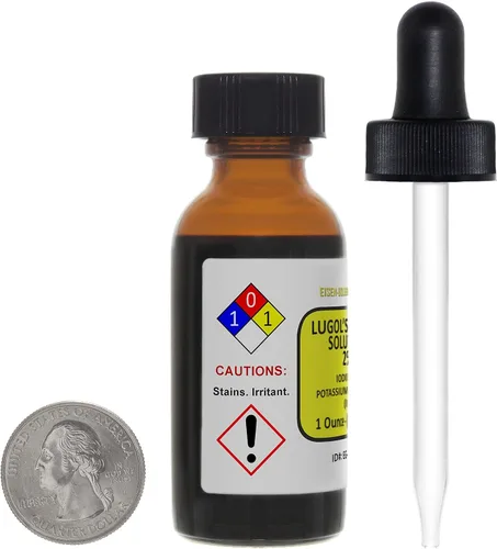Miniatura 2 de Lugol's Yodo, solución al 2%, 2 onzas en una botella de vidrio ámbar, gotero gratis, EE. UU