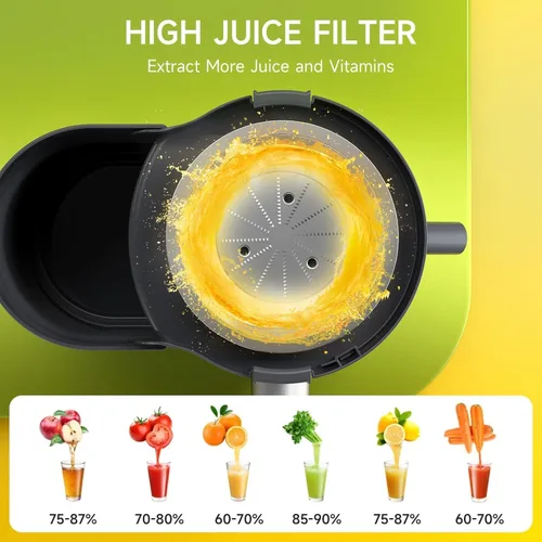 Miniatura 9 de Máquina exprimidora, extractor de exprimidor centrífugo de 500 W con 3 velocidades y boca ancha de 3 pulgadas para frutas y verduras, exprimidor