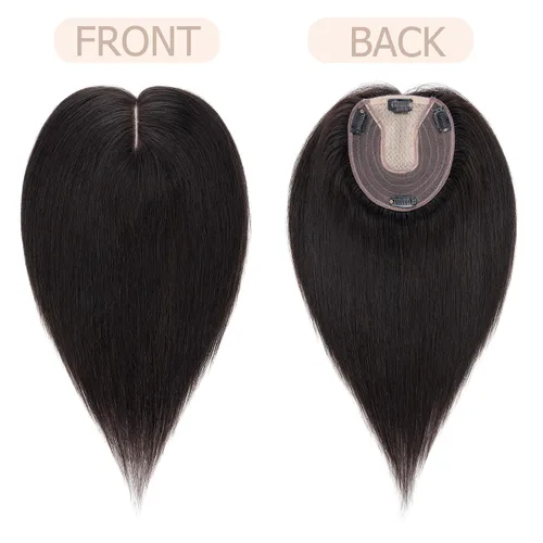 Miniatura 5 de SEGO SEGOHAIR - Toppers de cabello humano real para mujer, sin flequillo, más grande de 5.1 x 5.9 in, base de seda, densidad del 150 %, extensiones