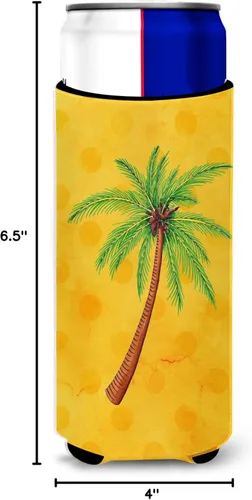 Miniatura 7 de Caroline's Treasures BB8167MUK Palmera Amarillo Polkadot Ultra Hugger para latas delgadas, funda para enfriar latas amarillas, lavable a máquina