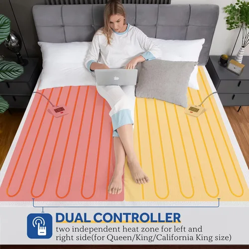 Miniatura 3 de Sealy - Almohadilla térmica para colchón tamaño Queen, calentador de cama eléctrico con calefacción por zonas y bolsillo profundo, 10 ajustes