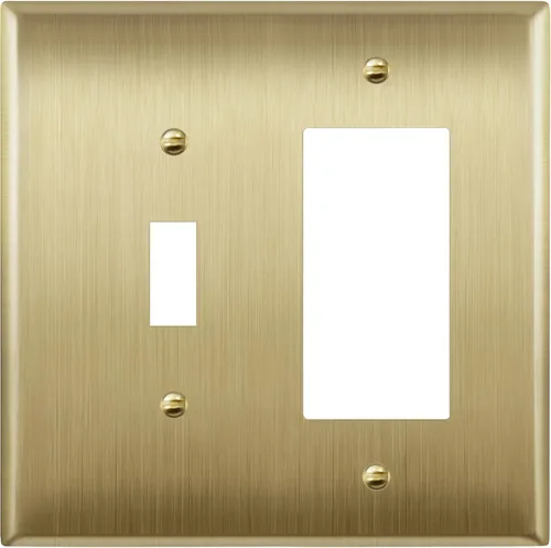 Miniatura 40 de ENERLITES - Placa de pared combinada de acero inoxidable para interruptor de palanca y decorativo, resistente a la corrosión, placa metálica de 2
