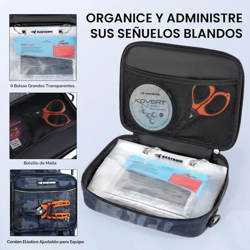 Miniatura 5 de KastKing BaitSpace 50L Mochila para equipo de pesca con encuadernador de cebo removible, 2 soportes para cañas, almacenamiento para equipo y G