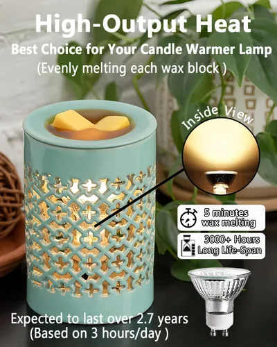 Miniatura 4 de Snnalosses Bombilla de Repuesto de 25 W para Calentador de Velas, Quemador de Cera Aromática, Bombilla Halógena de Base GU10, 120 V/Blanco Cálido, 3