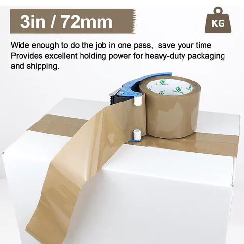 Miniatura 2 de BOMEI PACK Cinta de embalaje marrón de 3 pulgadas de ancho, repuestos de cinta de embalaje marrón resistente para cajas de mudanza, envío