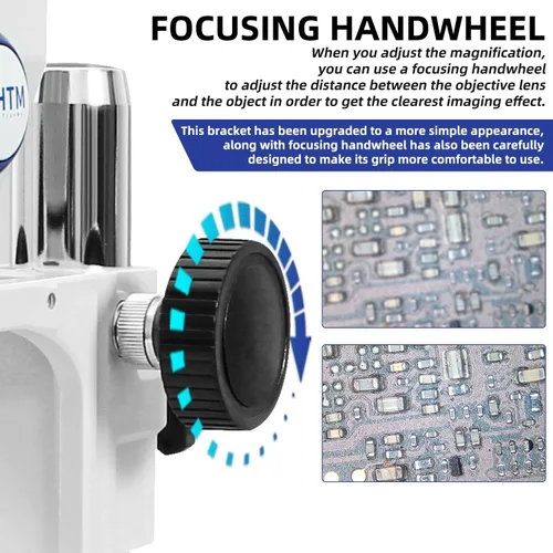 Miniatura 3 de HengTianMei Microscopio de zoom estéreo trinocular TX-350E equipado con una cámara 4K, oculares WF10x, aumento 7X-50X, microscopio de soldadura