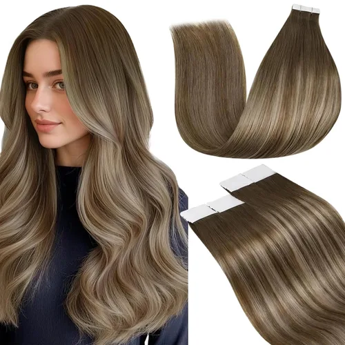 Miniatura 62 de LaaVoo - Extensiones de cabello humano Remy adhesivas con cinta invisible, cabello negro natural, extensiones de cabello para mujeres de color, 20